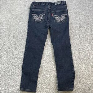 Levis Girls Denim Leggings Embellished Butterflies Jeans S:6 Regular Adj. Waist!